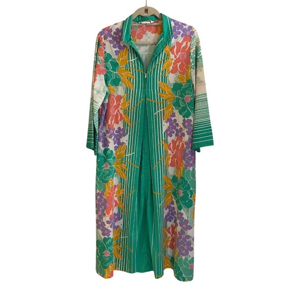 Loungees Dresses & Skirts - Loungees Vintage Womens Dress Size Medium Multicolor Floral Caftan Pure Cotton